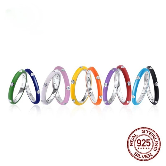 NEW Black Ceramic Stacking Ring | 925 Sterling Silver - Picture 7 of 16